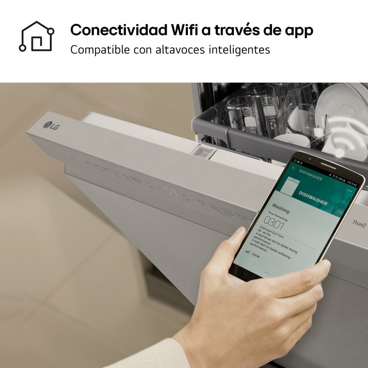 LG Lavavajillas LG QuadWash™, Inox Antihuellas, Tercera bandeja cubiertos, clasificación D, DF243FV.APYQEES